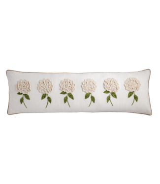White Floral Embroidered Pillow