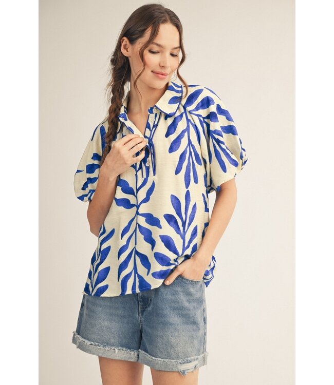 Thompson Royal Leaf Print Top