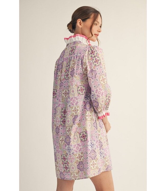 Keona Pink Boho Print Shift Dress