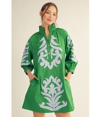 Jodifl Ashley Baroque Floral Applique Shift Dress