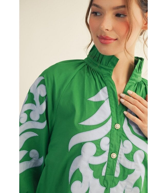 Ashley Baroque Floral Applique Shift Dress