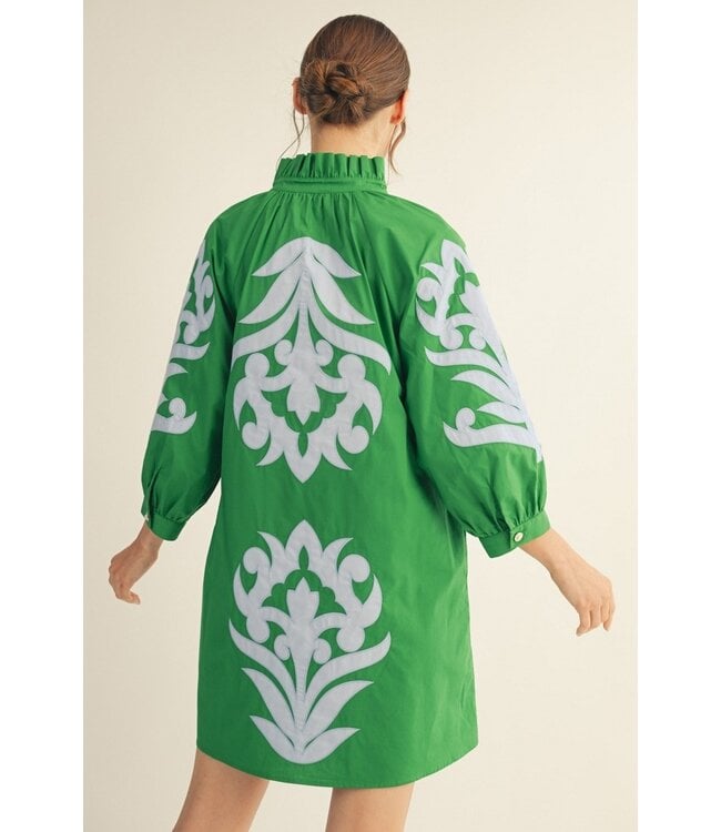 Ashley Baroque Floral Applique Shift Dress