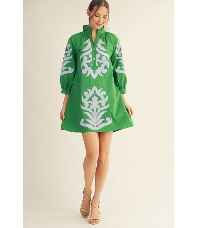 Ashley Baroque Floral Applique Shift Dress