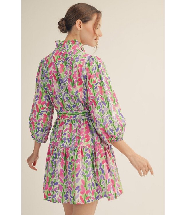 Roxanne Green Vibrant Floral Tiered Dress