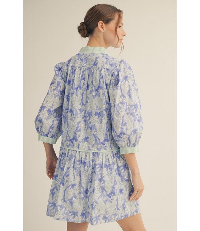 Sammy Blue Contrast Floral Dress