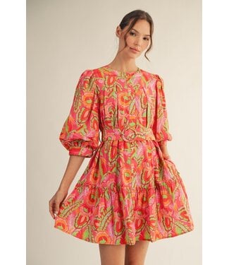 Jodifl Erin Geo Floral Belted Dress