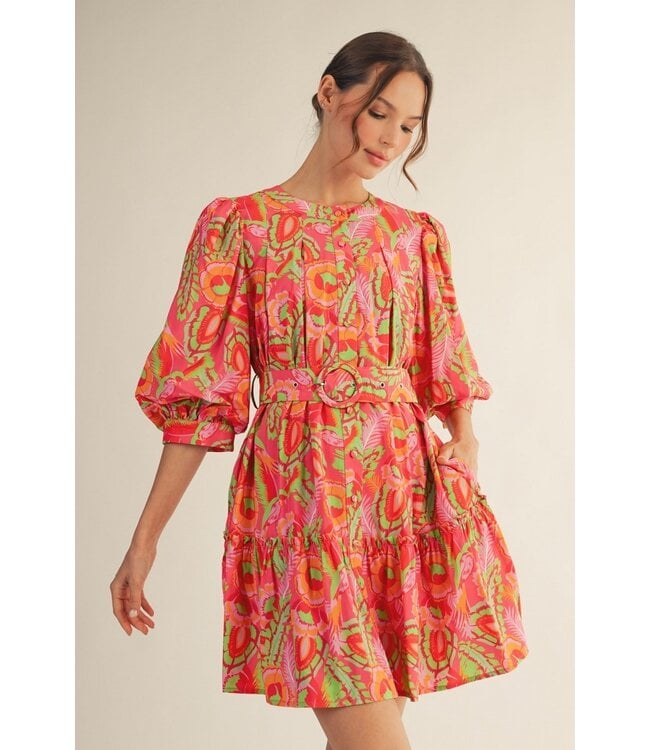 Erin Geo Floral Belted Dress