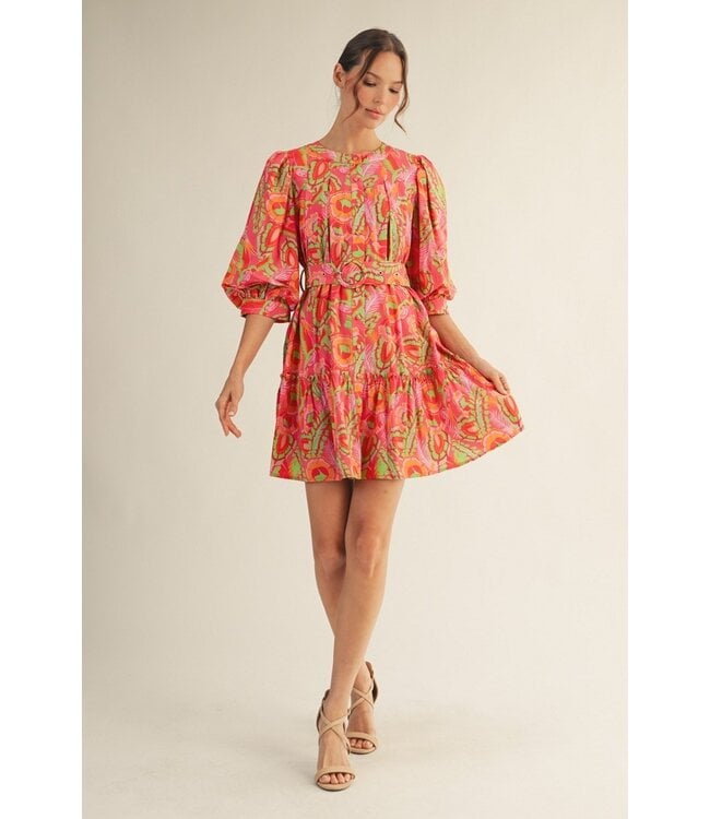 Erin Geo Floral Belted Dress