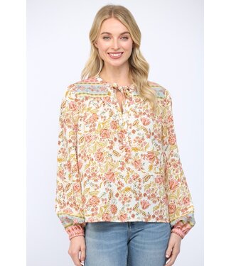 Fate Ellie Cream Peasant Blouse