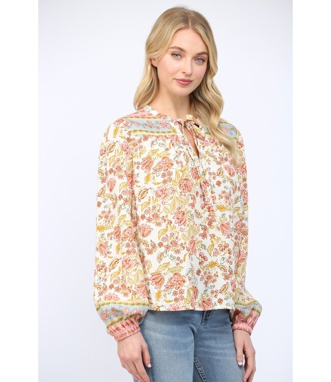 Ellie Cream Peasant Blouse
