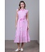 Ava Pink Applique Tiered Skirt Midi Dress