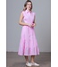 Ava Pink Applique Tiered Skirt Midi Dress