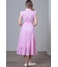 Ava Pink Applique Tiered Skirt Midi Dress
