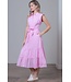 Ava Pink Applique Tiered Skirt Midi Dress
