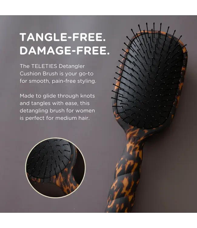 Teleties Tortoise Detangler Hair Brush for Medium Hair