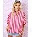 Presley Pink Striped Button Down Top