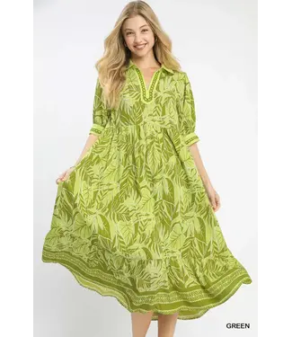 Lola Green Leafy Midi Dress