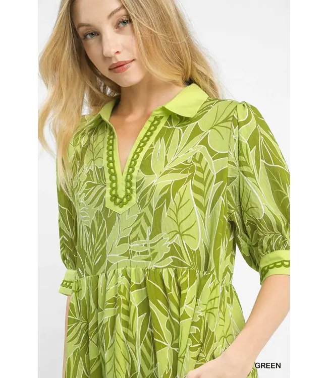 Lola Green Leafy Midi Dress