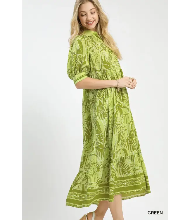 Lola Green Leafy Midi Dress
