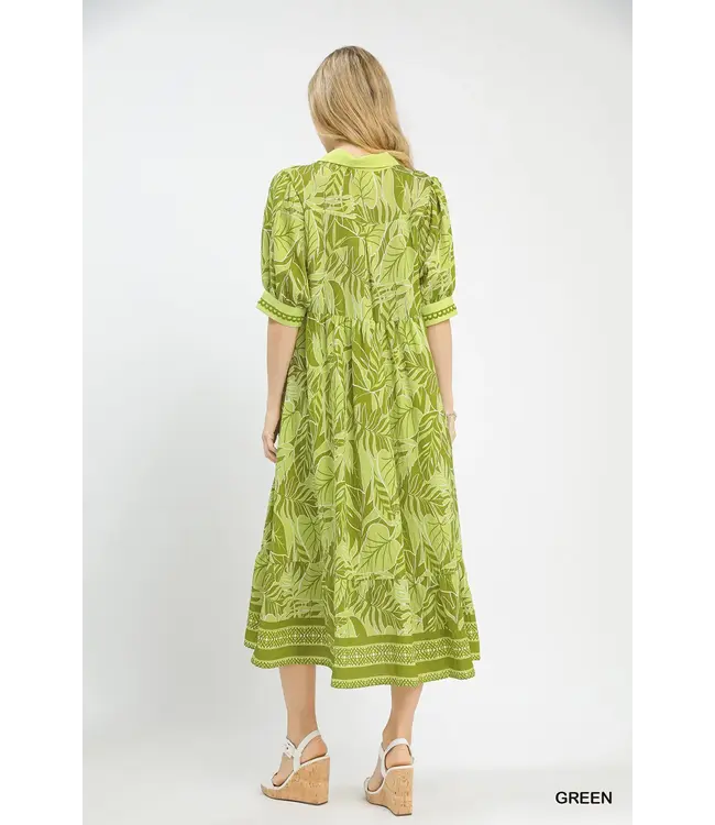 Lola Green Leafy Midi Dress