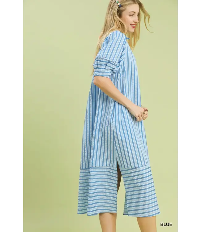 Karlee Blue Striped Midi Dress