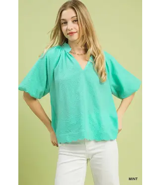 Carol Mint Seersucker Top