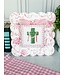 Round Top Mini Pink Boxwood Cross Print