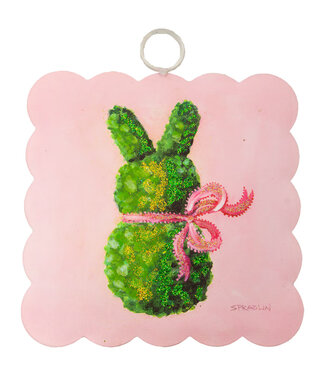 Mini Scallop Pink Boxwood Bunny Print
