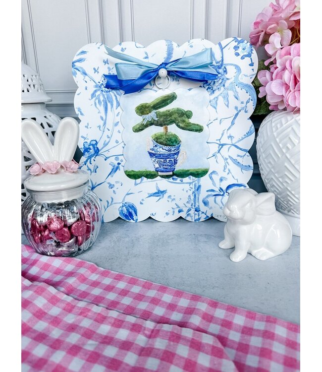 Round Top Mini Scallop Bunny in Teacup Print