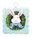Round Top Mini Scallop Bunny In Boxwood Wreath Print