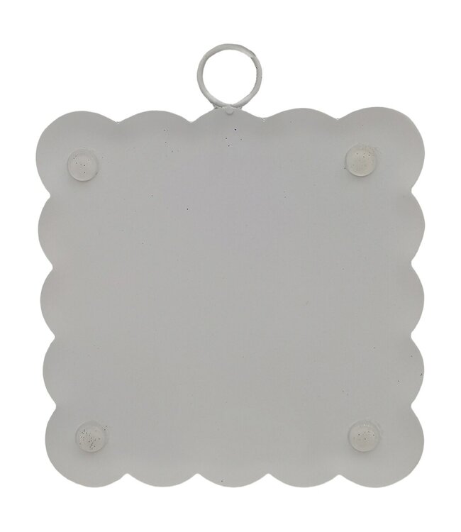 Round Top Mini Scallop Bunny In Boxwood Wreath Print