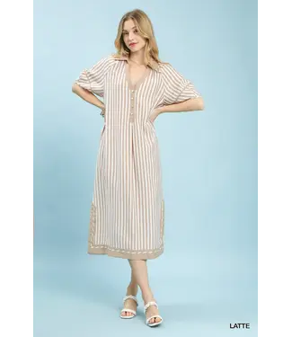 Deb Latte Coastal Stripe Midi Dress