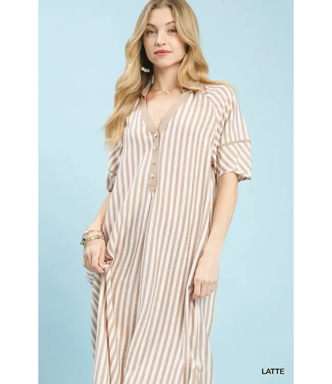 Deb Latte Coastal Stripe Midi Dress