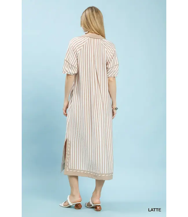 Deb Latte Coastal Stripe Midi Dress