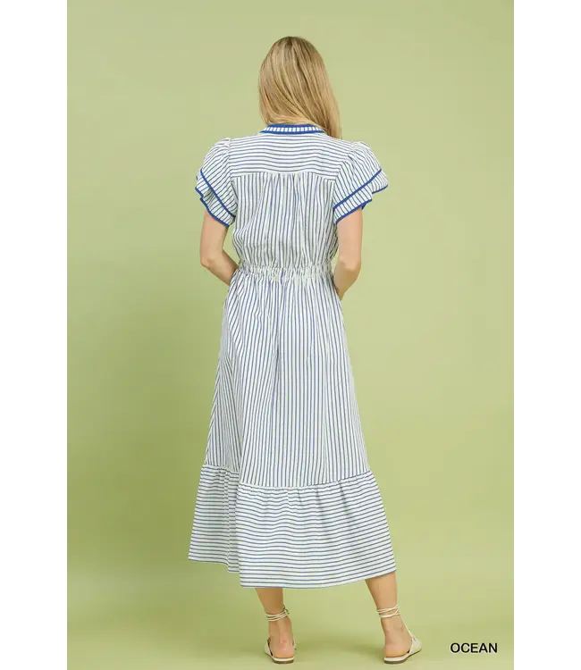 Lacy Ocean Striped Midi Dress