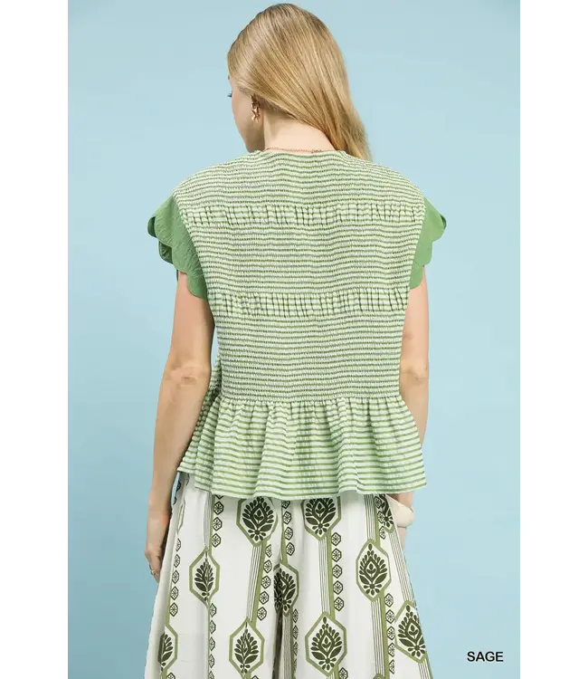 Katelyn Sage Stripe Peplum Top