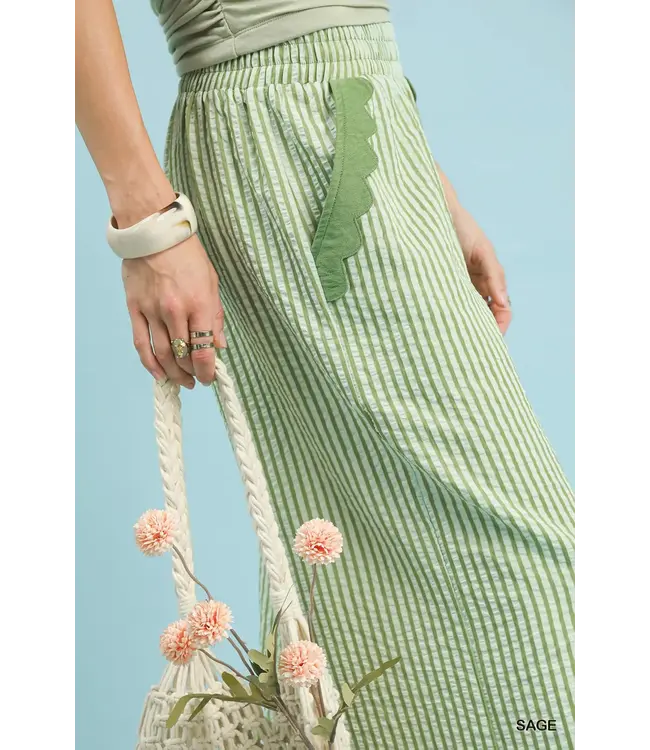 Kimmy Sage Stripe Wide Leg Pants