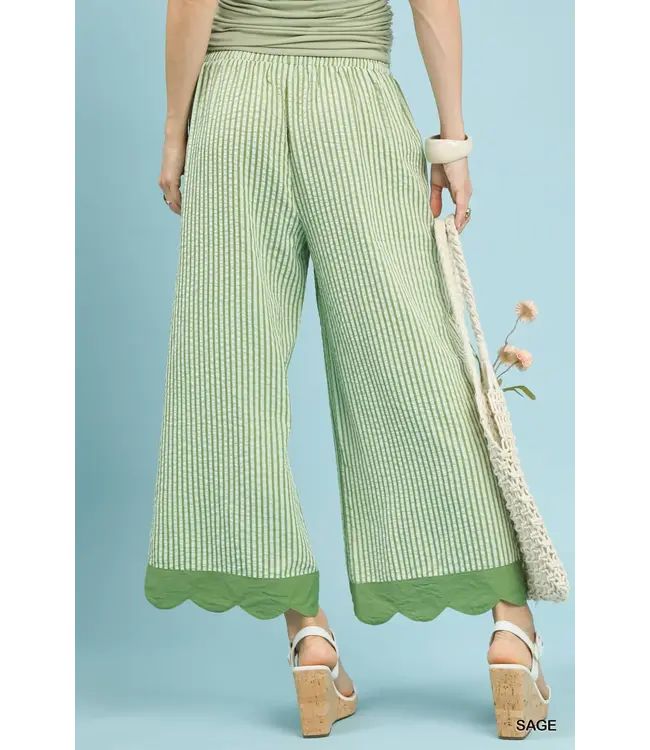 Kimmy Sage Stripe Wide Leg Pants