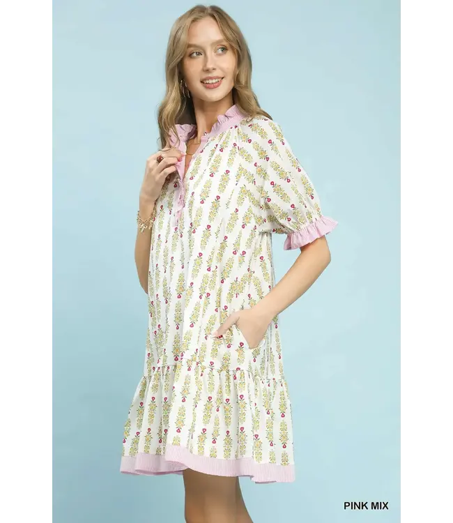 Lauren Pink Floral Tiered Dress