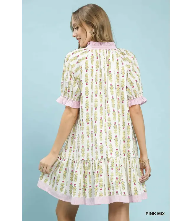 Lauren Pink Floral Tiered Dress