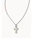 Kendra Scott Cross Silver Pendant Necklace in White Kyocera Opal