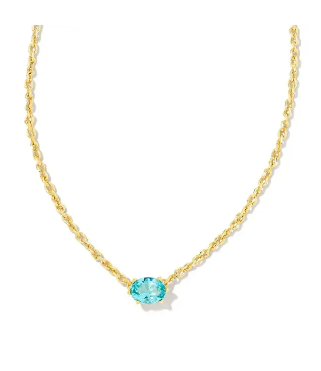 Kendra Scott Cailin Gold Pendant Necklace in Aqua Crystal