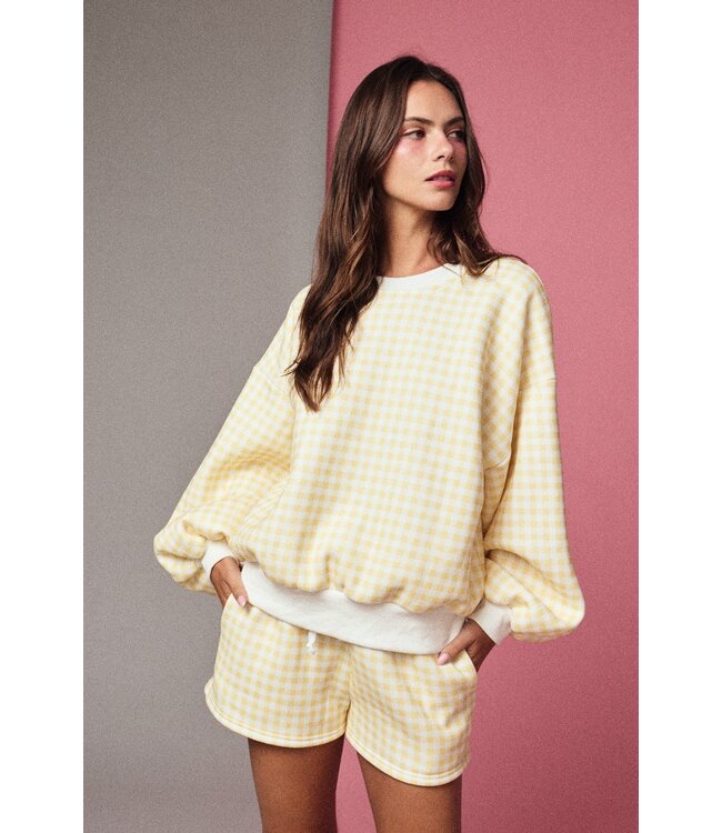 Lee Lee Yellow Gingham Lounge Shorts