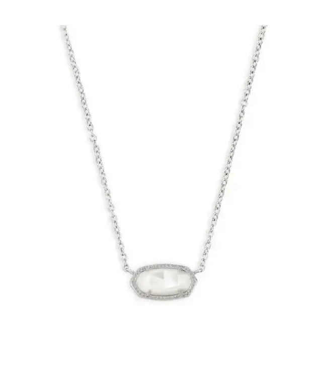 Kendra Scott Elisa Silver Pendant Necklace in Ivory Mother-of-Pearl
