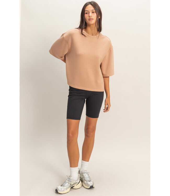 Samantha Dark Taupe Scuba Boxy Top