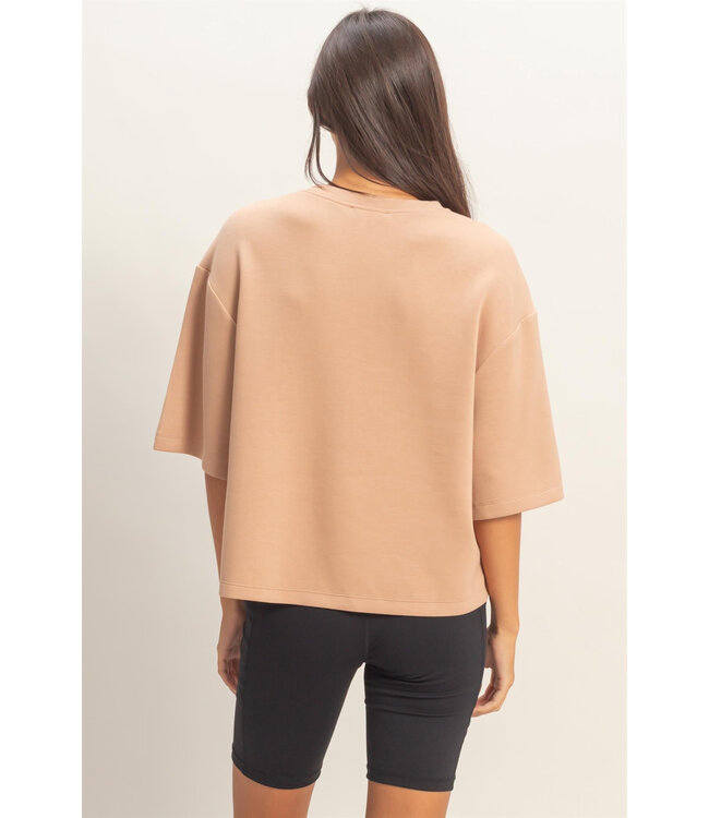 Samantha Dark Taupe Scuba Boxy Top