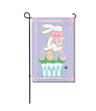 DK Designs Georgia White Bunny Garden Glam Flag