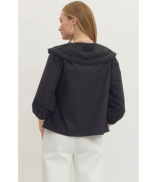 Bracey Black Eyelet Top