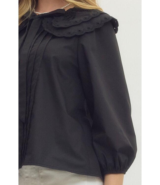 Bracey Black Eyelet Top