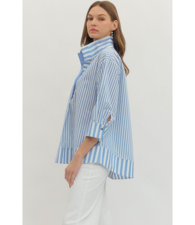 Brenda Blue Striped Top